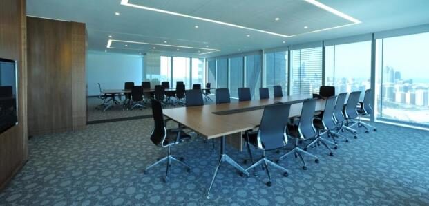 Glazed boardroom with concealed ducting