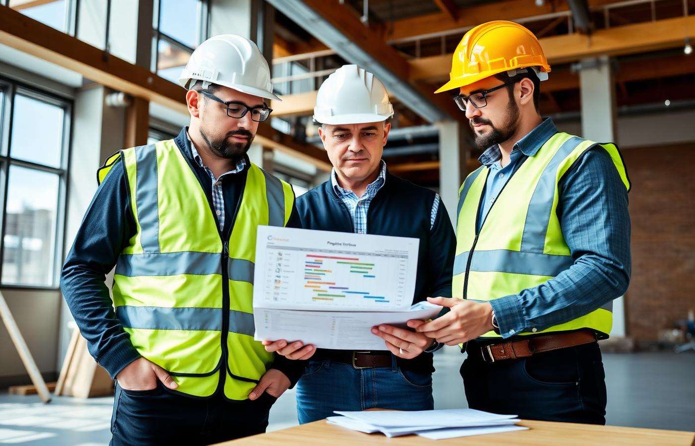 Project managers reviewing the programme on site