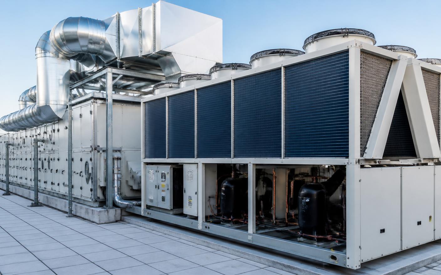 Rooftop chiller plant and insulated ductwork